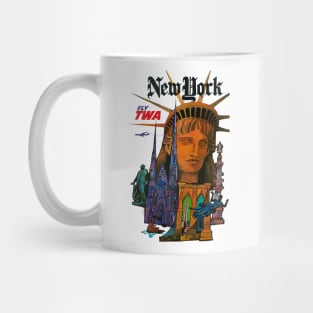 Vintage Travel Poster New York USA Fly TWA Mug